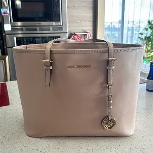 Micheal Kors pink beige large tote bag